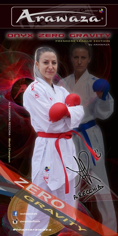 Arawaza Onyx Zero Gravity PREMIERE LEAGUE WKF Kumite Karate Uniform 160 cm, red embroidery